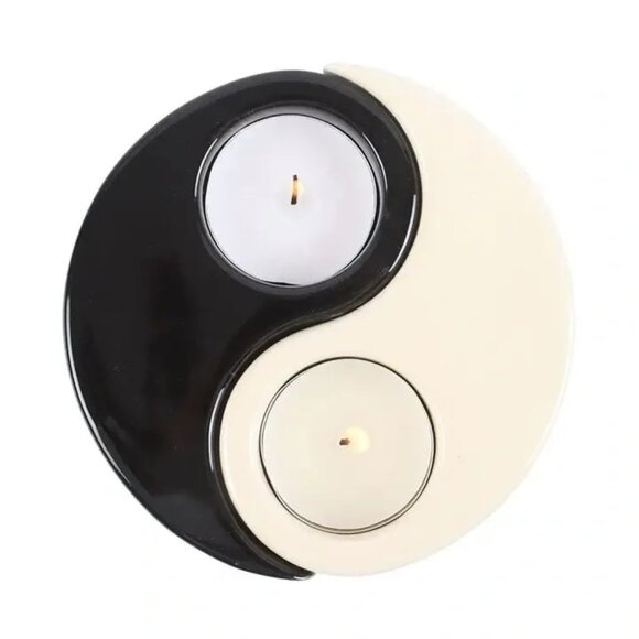 ($10) Yin Yang 2-Piece Tealight Candle Holder - Picture 3 of 6